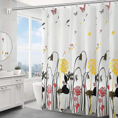 Rideau de douche 150×200 cm imperméable avec 10 anneaux (1/5)