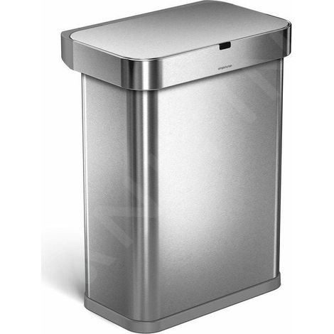 Simplehuman Poubelles - Poubelle sans contact avec commande de voix et de mouvement, 58 l, inox brossé ST2031 (1/5)
