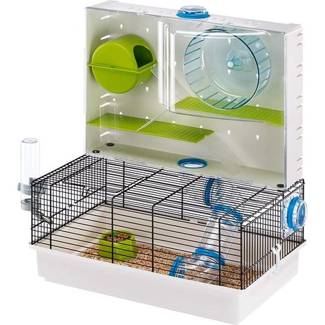 Ferplast Gabbia per criceti e topolini OLIMPIA Habitat con area gioco e accessori, 46 x 29,5 x h 54 cm Nero (1/4)