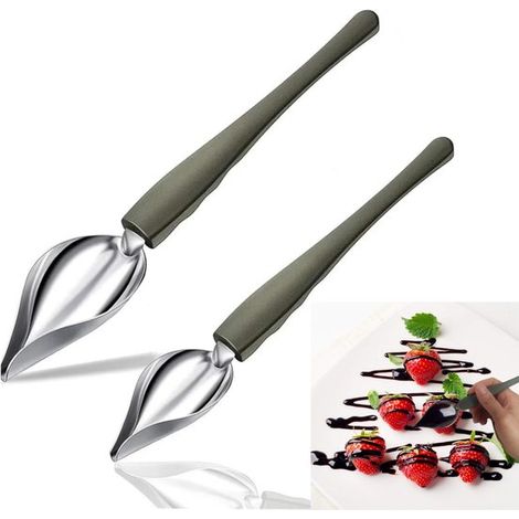 Juego de 2 piezas: cucharas decorativas con letreros culinarios, cucharas para chocolate, cuchara para salsa de acero inoxidable (1/5)
