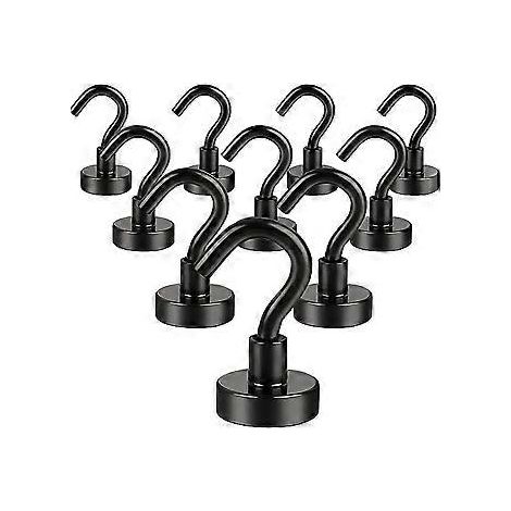 SZTXJ Superstarkes Magnethaken-Set mit Kühlschrankhaken, robustem Kreuzfahrthaken für die Decke, kleinem Magnethaken für Transporter und Wand (Schwarz, 10er-Pack)