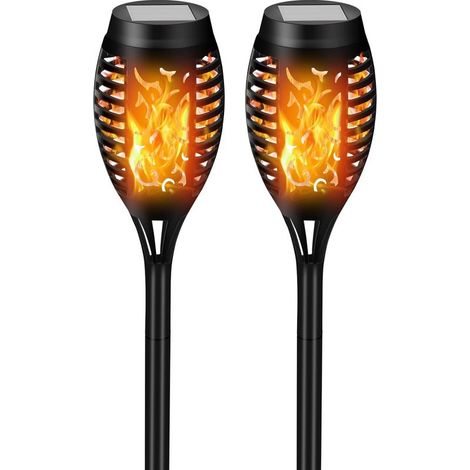 Solarleuchten – Flackernde Flamme – 12 LEDs – IP44 wasserdicht – Für Garten, Hof, Einfahrt – 2er-Pack (1/5)