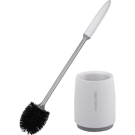 Brosse WC Blanche TPR avec Support Anti-Goutte