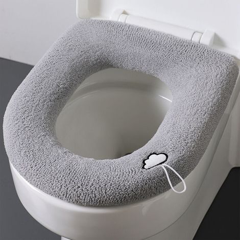 Coussin de toilette doux et chaud - Couverture de siège de toilette lavable avec strap, polyester, rose/jaune/vert foncé/vert clair/gris foncé, plusieurs tailles, 1 pièce (1/5)