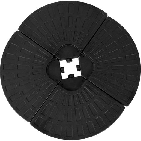 Base de parasol déporté carrée 4 plaques, remplissage eau ou sable, plastique PE résistant aux intempéries, noire, pour pied croisé, CHICFURN (1/5)