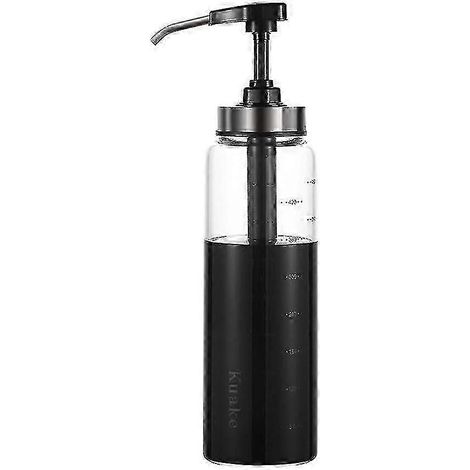 Saucen- und Sirupspenderflasche aus Glas, Olivenölspender mit Weithals-Pumpenkopf, Küchenausstattung-300ML-Black (1/5)