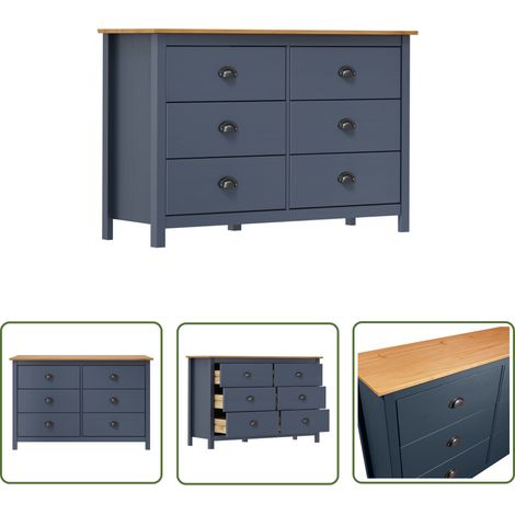 Buffet Hill Range Gris 125x40x80 Bois de pin solide (1/5)