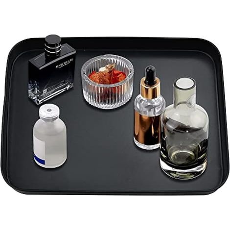 Plateau de Service Rectangulaire Plateaux de Service en Acier Inoxydable Fast Food Tray Petit Plateau Cuisine Plateaux Restauration Rapide Noir Plateaux pour Articles de Toilette pour Maison (1/5)