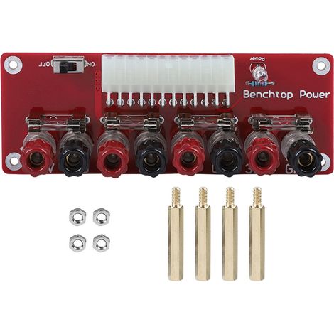 Module De Test Alimentation ATX 24 Broches - Panneau De Dérivation Avec Interrupteur Et Indicateur - Pour Ordinateur PC Et Électronique - Kit Rouge (1/5)