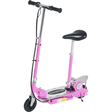 Trottinette électrique 120 W pliable, pour enfant de 7 à 12 ans hauteur guidon et selle réglable 10 km/h max. rose