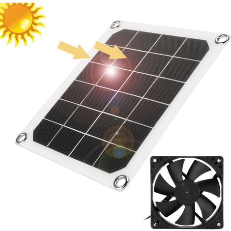 Solar Panel Powered Fan Mini Fan 10W 5V Solar Exhaust Fan Powered by Sunlight/IP65 Water Resistance/for Dog Chicken Home Greenhouse RV Roof (1/4)