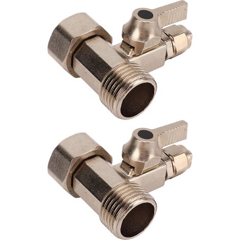 Lot de 2 vannes à bille 1/4 po avec joint pour purificateur d'eau, accessoires de robinetterie de rechange en alliage (1/5)