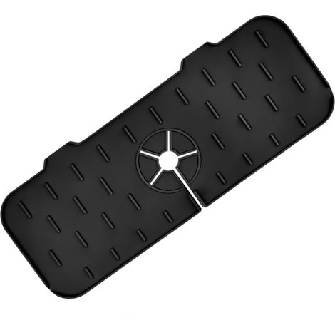 Tapis de robinet en silicone réutilisable, récupérateur d'eau pour robinet, tapis d'égouttage pour évier de cuisine et salle de bain, noir (1/5)