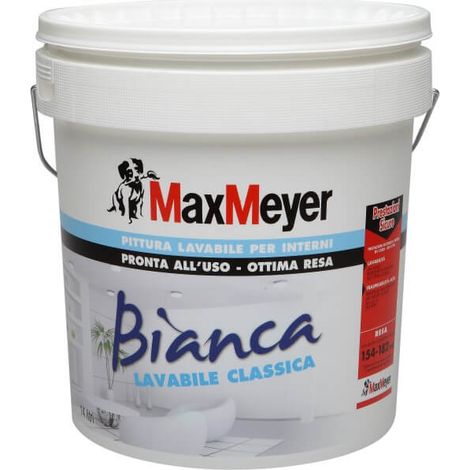MaxMeyer Bianca, Pittura per Interni Lavabile Monomano 2-in-1, Bianco, 4L
