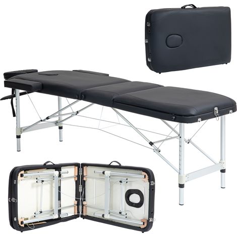 Table Massage Pliante Réglage Hauteur Professionnelle Aluminium Plastique 215x81x61-84 cm Noire (1/5)