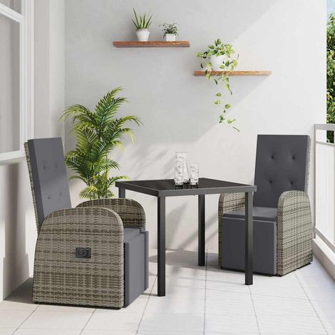 Conjunto de Comedor de Jardín 3 pcs Gris ratán sintético vidaXL (1/5)