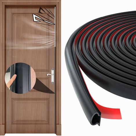 Door Window Seal Cold and Sound Insulation, D Shape Rubber Entrance Seal, Self-Adhesive Door Seal for Sound Insulation, Black 6 m (1/5)