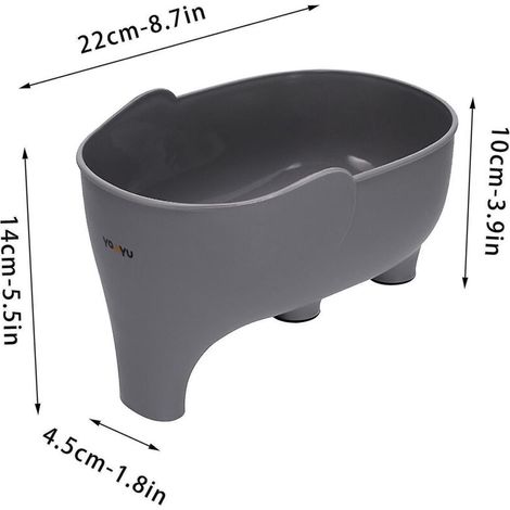 Égouttoir de cuisine Yanyu en forme d'éléphant, panier à linge gris, passoire d'évier, panier à restes (1/4)