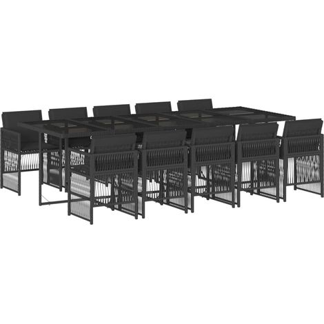 vidaXL Set da Pranzo da Giardino 11 pz con Cuscini in Polyrattan Nero