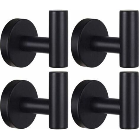 Crochet Porte-Serviettes Murale Salle de Bain - Support en Acier Inoxydable SUS 304 Noir Mat - Pour Serviette, Peignoir et Vêtements (1/4)