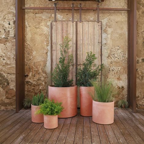 HORTENSIA 80 Macetero Grande y Redondo de Interior y Exterior Para Plantas y Flores Muy Resistente al Paso del Tiempo. Hecho de Polietileno en España - Terracota