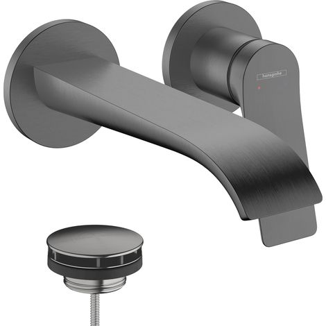 Hansgrohe Vivenis - Miscelatore per lavabo, con sistema di scarico, montaggio a 2 fori, EcoSmart, cromo nero spazzolato 75050340