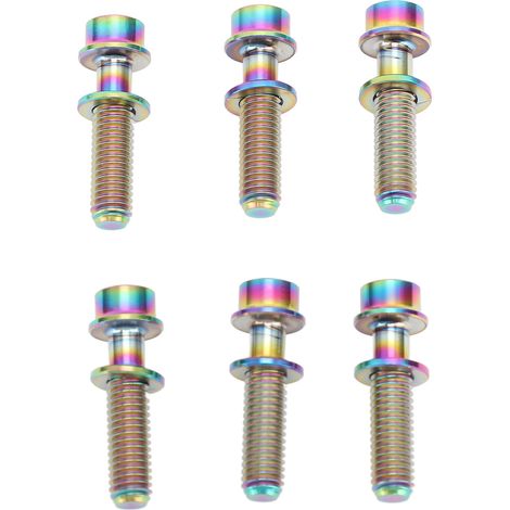 Set mit 6 Fahrradvorbauschrauben aus Titanlegierung M5x20 mm mit Unterlegscheiben, für Mountainbikes und Rennräder, verschiedene Farben. (1/5)