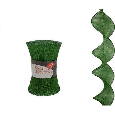 Nastro nastrino onda spirale verde per decorazioni addobbi albero di natale natalizi in tessuto moderno particolare rotolo cm180