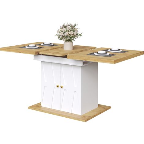 Tavolo da pranzo estensibile 110-140 x 70 cm in MDF bianco effetto legno con vano - CHICFURN (1/5)