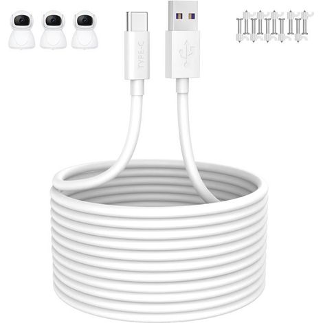 TRAHOO-Câble USB C 5m,Cable USB C Charge Rapide pour Xiaomi Mi Magnetic Mount Caméra de Surveillance 2K,Mi Wireless Outdoor S[J349] (1/5)