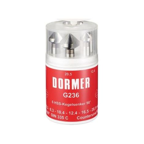 Jeu d'embouts à chanfreiner DIN 335C 90GrExt Nr.4 6,3-20,5mm HSS 6 unités . Boîte ronde DORMER (1/3)