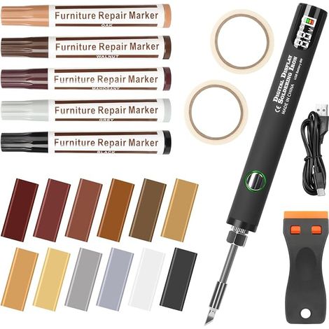 Parquet Repair Kit, Repair for Laminate Wood Flooring Vinyl Wood Furniture Repair Kit 12 Stick Wax Parquet, Hard Wax Scratch Repair for Cracks Holes (1/5)
