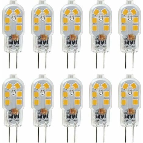 Ampoules LED G4 12V équivalent 10W halogène, 1W 200lm blanc chaud 3000K non-dimmable, 360° sans scintillement, pack de 10.