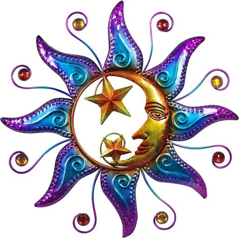Signes Grimalt Aplique Metal Adorno Pared Adorno Pared Sol Y Luna Apliques Metal Azul 2x40x40cm 20948