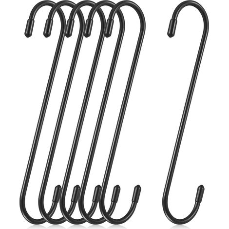 Vaguelly 6 Piezas Gancho Puerta Colgar en Forma de S Acero Negro (1/5)