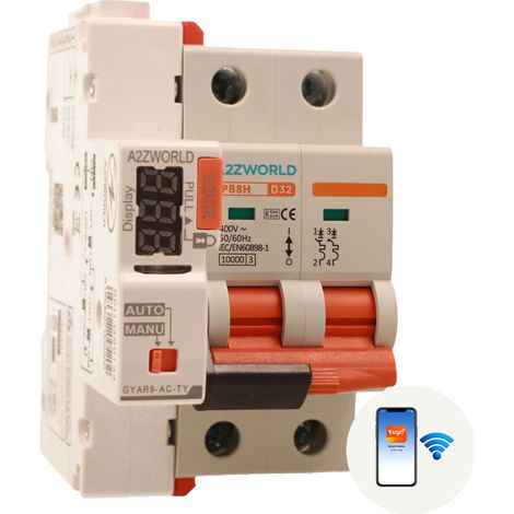 MCB Interruttore Magnetotermico WIFI Con Riarmo Automatico, Curva D 2P 3M 10000A D6A AC 400V PB8H, Corrente Disponibile 6A 10A 16A 20A 25A 32A 40A 50A 63A (D32A) (1/3)