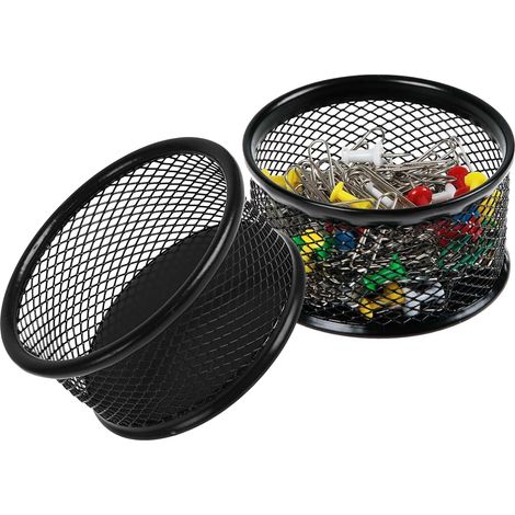 Boîte de Rangement pour Trombones, Porte-Trombones Empilable, Noir, Métal, 2pcs (1/5)