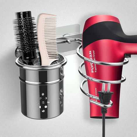 SHINING HOUSE Haartrocknerhalter mit magischem Klebepad, Badezimmer-Aufbewahrungsorganisator, zylindrische Tasse für Arbeitsplatte. (Fönhalter 8910cm) (1/4)