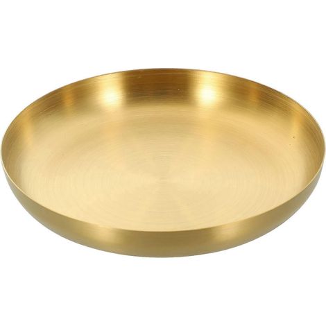 Assiette en acier inoxydable, plateau à collations en acier inoxydable, plateau de service à collations en acier inoxydable, assiette alimentaire en acier inoxydable-18.00X18.00X3.00CM-Golden (1/3)