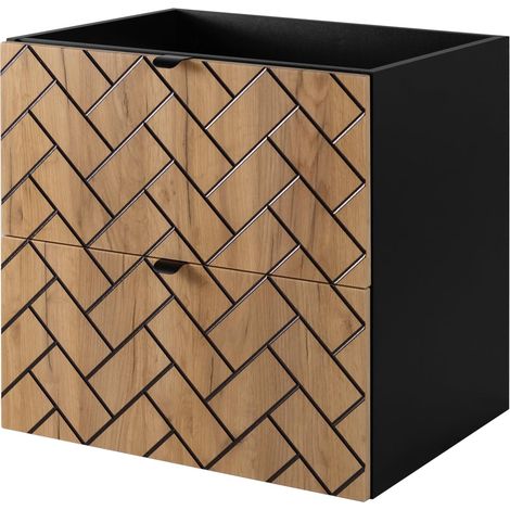 Mobile da bagno, Rovere Artigianale Dorato, 60 x 57 x 46 cm, Maniglie Nere (1/5)