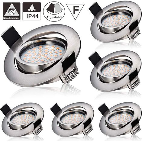 6X 5W LED recessed spotlight complete 3000K warm white equivalent to 45W halogen bulb 230V Fixed ceiling spotlight 55mm drilling [Energy class E] (1/5)