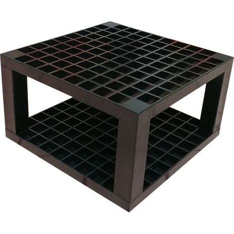 Beyamis Présentoir porte-stylos stable, design noir sobre, en plastique, 96 emplacements pour stylos, format carré ouvert. (1/3)
