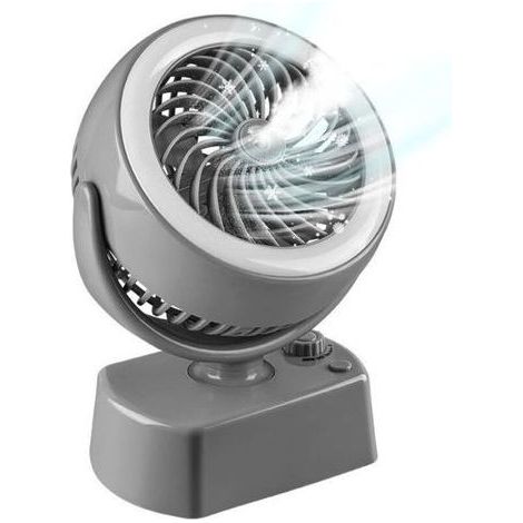 Kabelloser Tischventilator, tragbarer Nebelventilator, wiederaufladbarer Tischventilator, leiser USB-Tischventilator, Mini-Luftbefeuchter mit Nachtlicht und Batteriebetrieb (grau) (1/5)