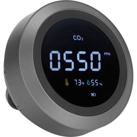 Détecteur CO2 WiFi intelligent portable, moniteur qualité d'air, testeur température humidité, noir (1/5)