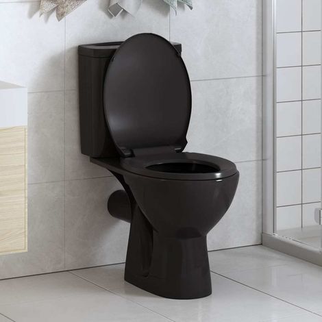 Abattant de toilette avec mécanisme de fermeture amortie et démontage rapide, noir