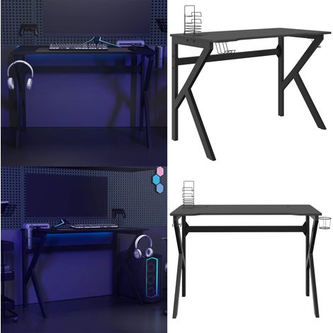 Gaming-Schreibtisch mit K-Gestell Schwarz und Rot 110x60x75 cm - Gaming Schreibtisch - Gamer Schreibtisch - Bürostuhl - Arbeitsplatz - Etagenregal - Home & Living (1/5)