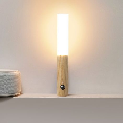 Ortviai Applique murale LED intelligente avec capteur de mouvement, bois de noyer, 2700–3000 K, rechargeable (1/4)
