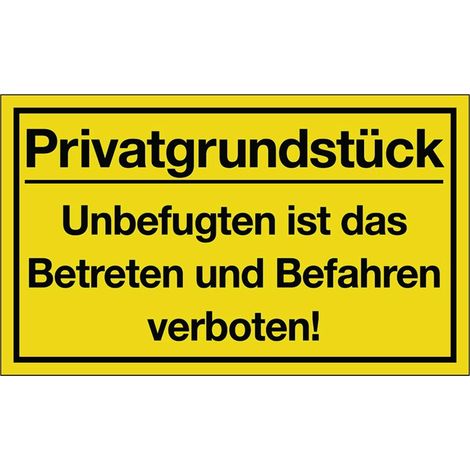 3000277325 Hinweiszeichen Privatgrundstück L400xB250 mm gelb schwarz Kunststof (1/2)