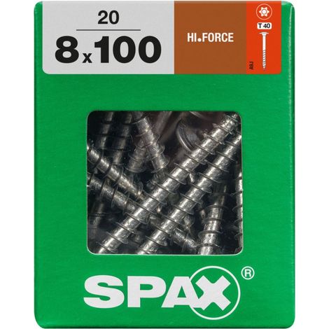 SPAX HI.FORCE, 8 x 100 mm, 20 Stück, Vollgewinde, Tellerkopf, T-STAR plus T40, 4CUT, WIROX - 4251010801006 (1/3)