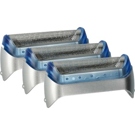 vhbw 3x Scherfolie kompatibel mit Braun Z50, CruZer6 Face, Z20, Z30, Z40, Z60, Z70 Elektrorasierer + Rahmen, silber/blau